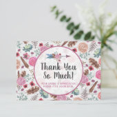 Boho Rustic Feather Arrow Floral Danke Karte (Stehend Vorderseite)