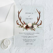 Boho Rustic Floral Antlers Wedding Acryleinladungen