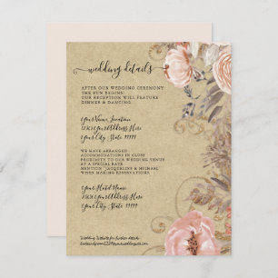Boho Rustic Floral Blush Rose Gold Hochzeiten Deta Einladung