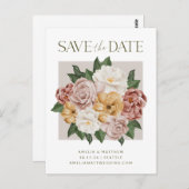 Boho Rustic Floral Bouquet Elegant Save the Date Postkarte (Vorne/Hinten)