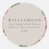 Boho Rustic Floral Bouquet Elegante Rücksendeadres Runder Aufkleber (Vorderseite)