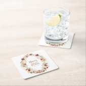 Boho Rustic Floral Burgundy Brautparty Custom Rechteckiger Pappuntersetzer (Vor Ort)