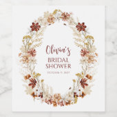 Boho Rustic Floral Burgundy Brautparty Custom Weinetikett (Einzelnes Label)