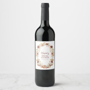 Boho Rustic Floral Burgundy Brautparty Custom Weinetikett