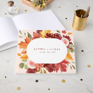 Boho Rustic Floral Burgundy Hochzeit im Herbst Gästebuch