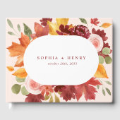 Boho Rustic Floral Burgundy Hochzeit im Herbst Gästebuch (Vorderseite)