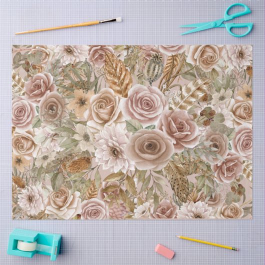 Boho Rustic Floral Decoupage Tissue Seidenpapier (Basteln)