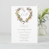 Boho Rustic Floral Heart Sage Green Wedding Einladung (Stehend Vorderseite)