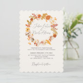 Boho Rustic Floral Herbst Falls Foto Hochzeit Einladung (Stehend Vorderseite)