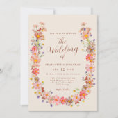 Boho Rustic Floral Hochzeit im Herbst Einladung (Vorderseite)