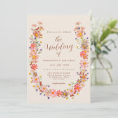 Boho Rustic Floral Hochzeit im Herbst Einladung (Stehend Vorderseite)