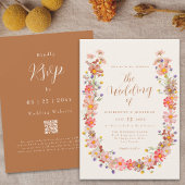 Boho Rustic Floral Hochzeit im Herbst Einladung