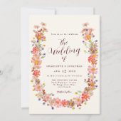 Boho Rustic Floral Hochzeit im Herbst Einladung (Vorderseite)