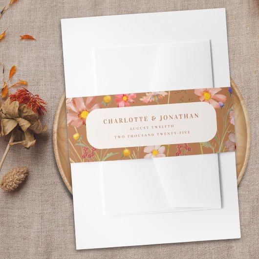 Boho Rustic Floral Hochzeit im Herbst Einladungsbanderole