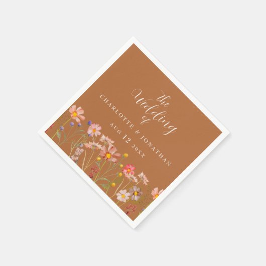 Boho Rustic Floral Hochzeit im Herbst Serviette (Ecke)