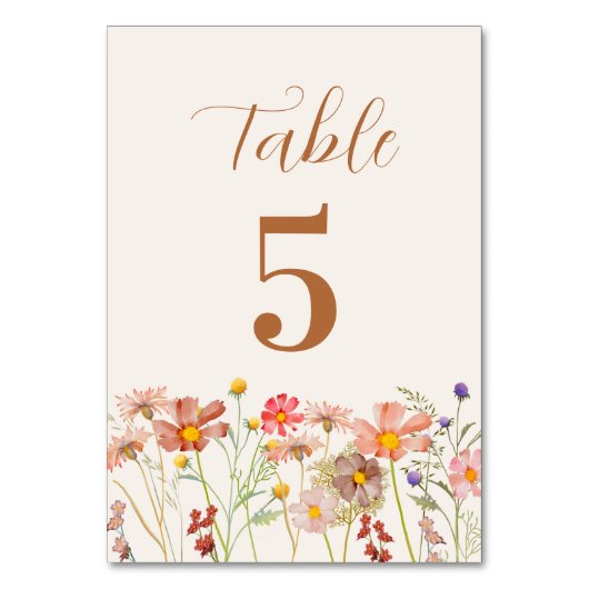 Boho Rustic Floral Hochzeit im Herbst Tischnummer (Rückseite)