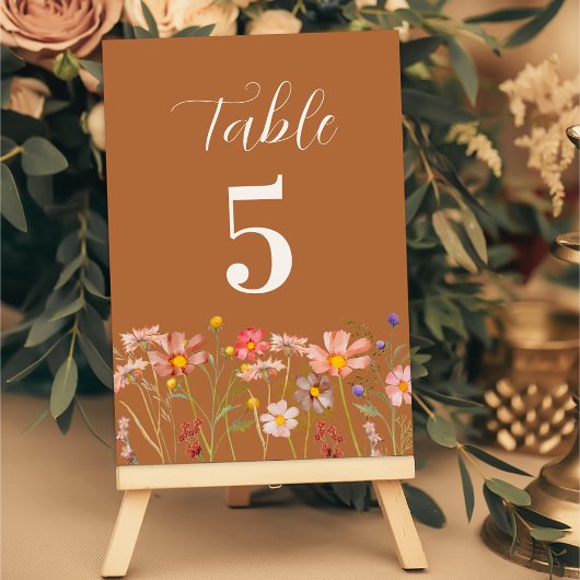 Boho Rustic Floral Hochzeit im Herbst Tischnummer