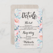 Boho Rustic Floral Information Card Begleitkarte (Vorne/Hinten)