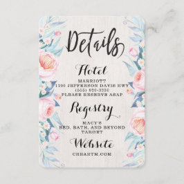 Boho Rustic Floral Information Card Begleitkarte