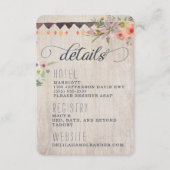 Boho Rustic Floral Information Card Begleitkarte (Vorderseite)