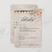Boho Rustic Floral Information Card Begleitkarte (Vorne/Hinten)