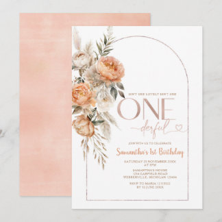 Boho Rustic Floral ist nicht einmal ein Geburtstag Einladung