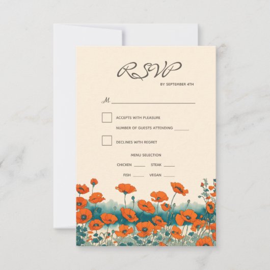 Boho Rustic Floral Meal Choice Hochzeit RSVP Karte (Vorderseite)