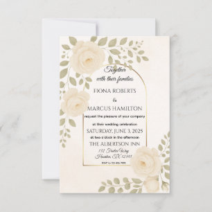 Boho Rustic Floral & Minimalistisch Elegante Hochz RSVP Karte