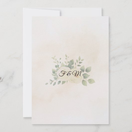 Boho Rustic Floral & Minimalistisch Elegante Hochz Save The Date (Rückseite)
