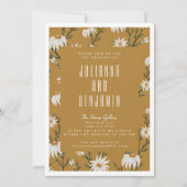 Boho Rustic Floral Mustard Yellow Wedding Einladung (Vorderseite)