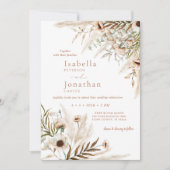 Boho Rustic Floral Pampas Grass Wedding Einladung (Vorderseite)