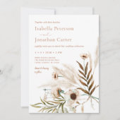 Boho Rustic Floral Pampas Grass Wreath Wedding Einladung (Vorderseite)