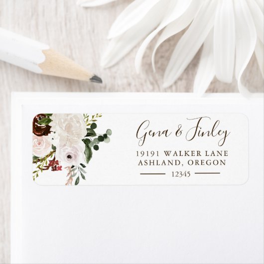 Boho Rustic Floral Rose Rücksendeadresse (Insitu)