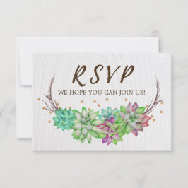 Boho Rustic Floral Succulent Wedding Website UAWG RSVP Karte