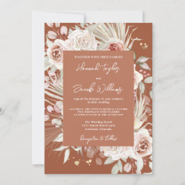 Boho Rustic Floral Terracotta Wedding Einladung