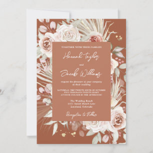 Boho Rustic Floral Terracotta Wedding Einladung
