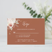 Boho Rustic Floral Terracotta Wedding RSVP Karte (Stehend Vorderseite)