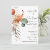 Boho Rustic Floral Wedding Einladung (Stehend Vorderseite)