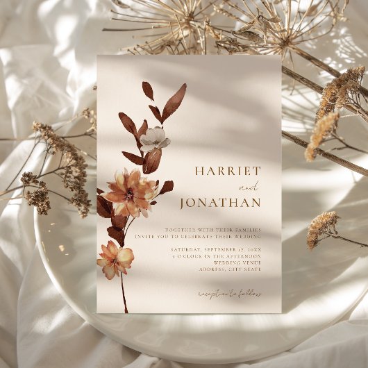 Boho Rustic Floral Wedding Einladung