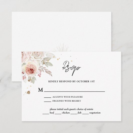 Boho Rustic Floral Wedding RSVP Karte (Vorne/Hinten)