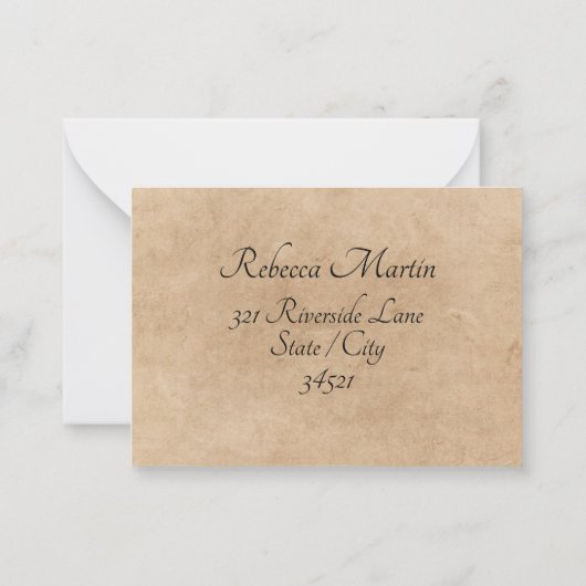 Boho Rustic Floral Wedding RSVP Mitteilungskarte (Rückseite)