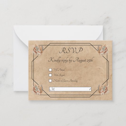 Boho Rustic Floral Wedding RSVP Mitteilungskarte (Vorderseite)