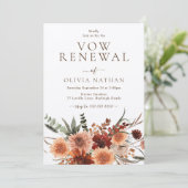 Boho Rustic Floral Wedding Vow Renewal Einladung (Stehend Vorderseite)