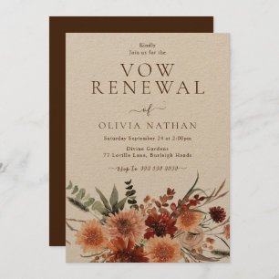 Boho Rustic Floral Wedding Vow Renewal Einladung