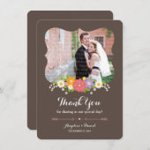 Boho Rustic Floral Wreath Wedding Dankeskarte (Vorne/Hinten)