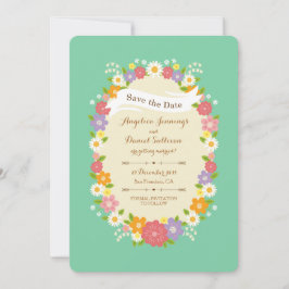 Boho Rustic Floral Wreath Wedding (Mint) Ankündigung