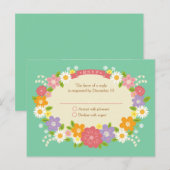Boho Rustic Floral Wreath Wedding (Mint) Einladungspostkarte (Vorne/Hinten)