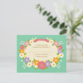 Boho Rustic Floral Wreath Wedding (Mint) Einladungspostkarte (Stehend Vorderseite)