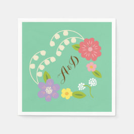 Boho Rustic Floral Wreath Wedding (Mint) Serviette