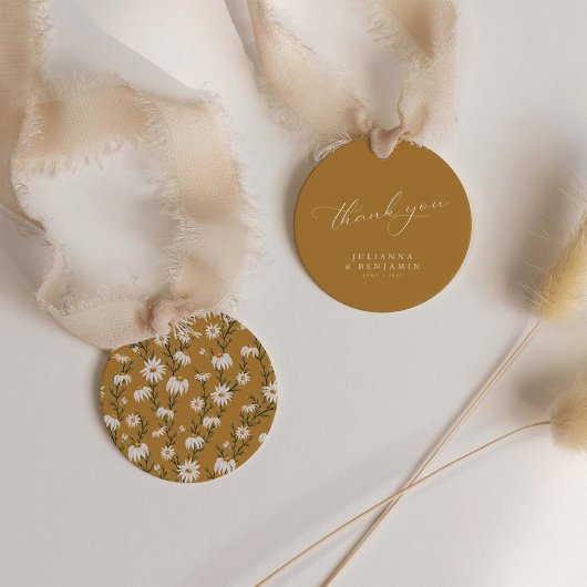 Boho Rustic Floral Yellow Wedding Custom Vielen Da Geschenkanhänger